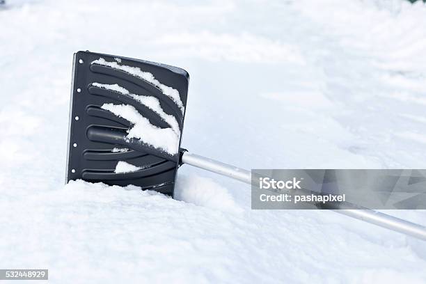 Shovel In Snow Ready To Removal Snow Stock Photo - Download Image Now - 2015, Cold Temperature, Copy Space