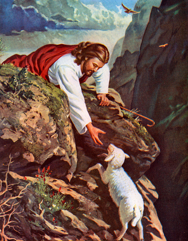 istock Jesus Reaching for a Lost Sheep 532449795