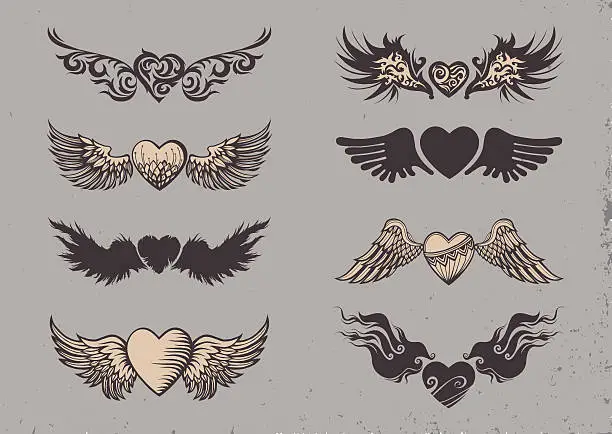 Vector illustration of Tattoo hearts.