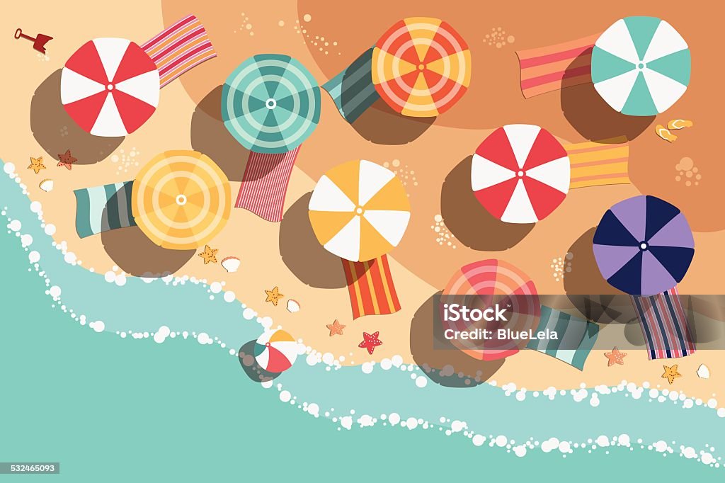 Summer beach in flat design, sea side and beach items Pattern stock vector