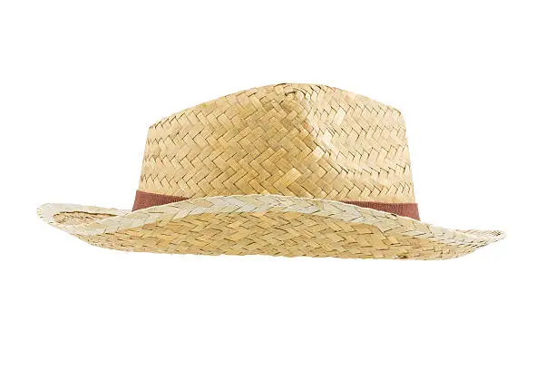 Side view bamboo panama hat isolated on white background