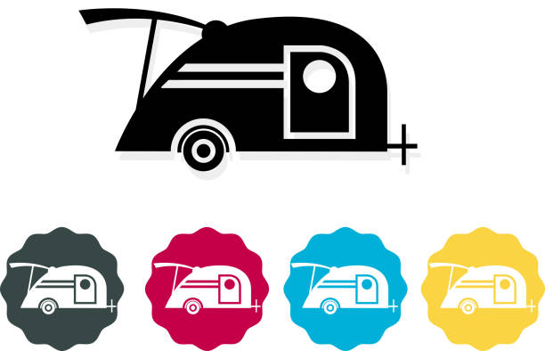 Teardrop Trailer  Icon Set of Travel Trailer's illustration is AI10 EPS teardrop camper stock illustrations