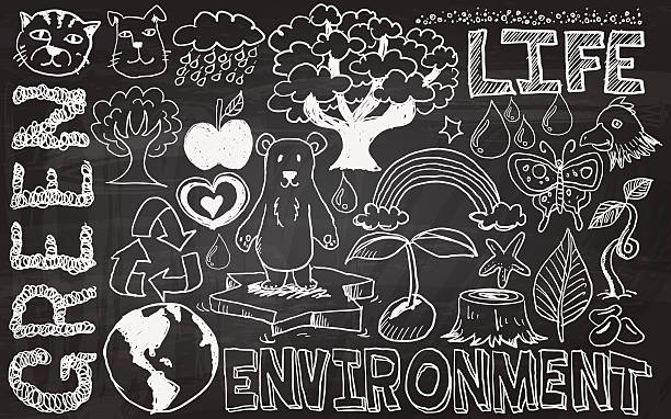 umwelt issue kollektion - blackboard sign ideas recycling stock-grafiken, -clipart, -cartoons und -symbole