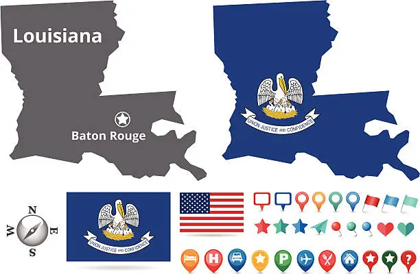 Vector illustration of Louisiana Map Kit
