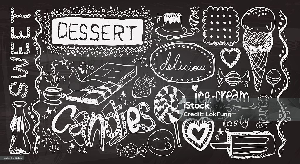 Dessert hand skecth collection Dessert hand skecth collection in black and white Ice Cream stock vector