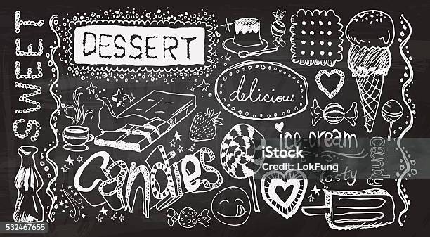Dessert Hand Skecth Collection Stock Illustration - Download Image Now - Ice Cream, Chalk Drawing, Doodle