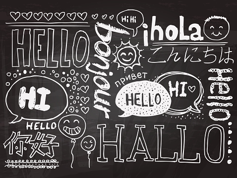 Hello sketch drawing collection in black and white