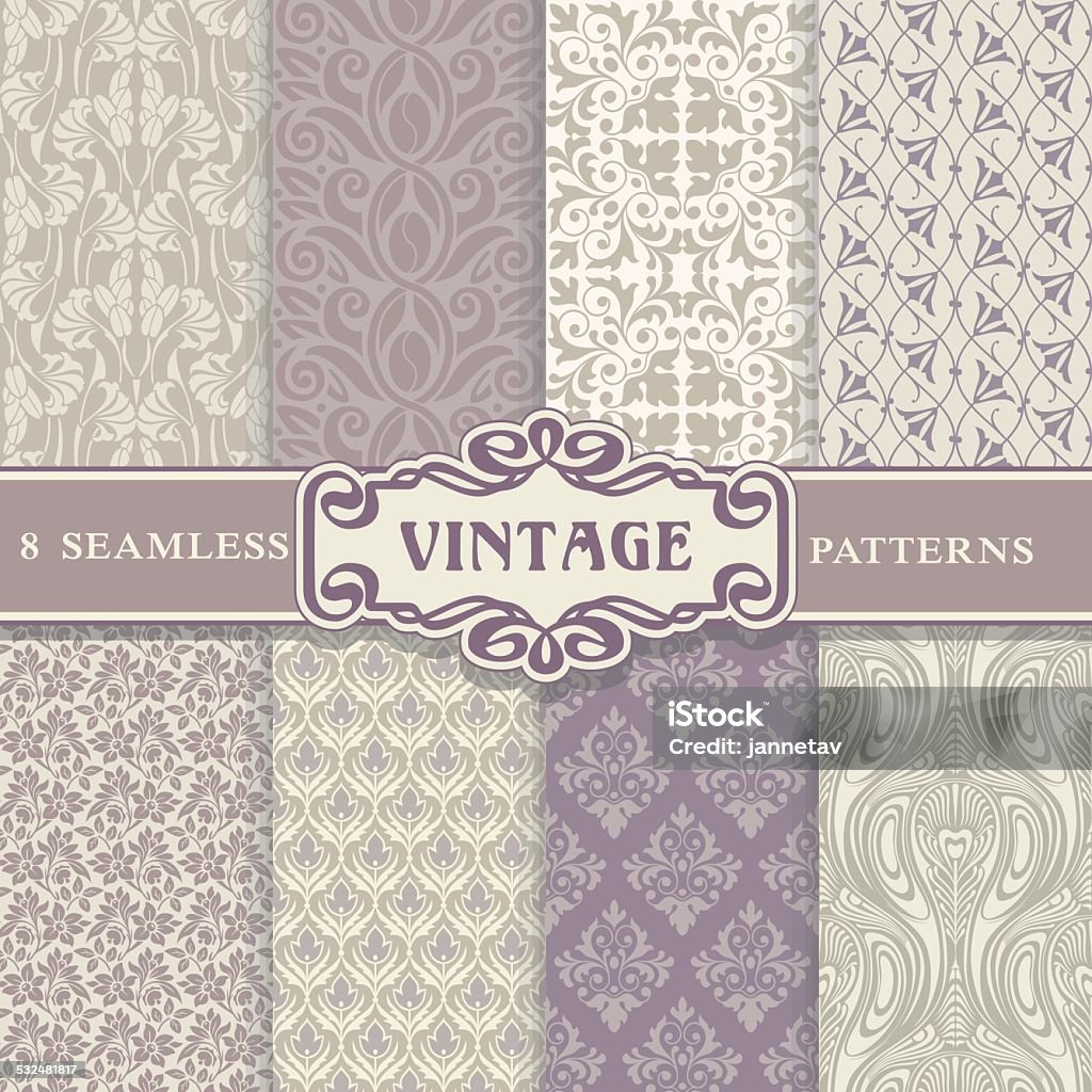 Seamless Patterns. Vintage Set. Texture for wallpaper, background, scrapbook -  lots of useful elements to embellish your layout. Art Nouveau stock vector