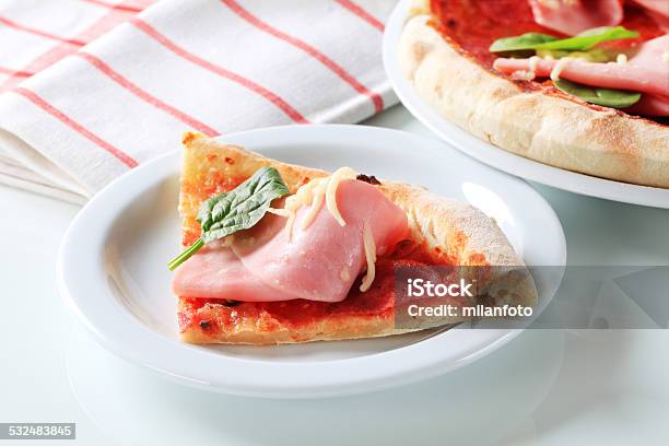 Pizza With Ham And Cheese Stock Photo - Download Image Now - Cheese, Crunchy, Dough