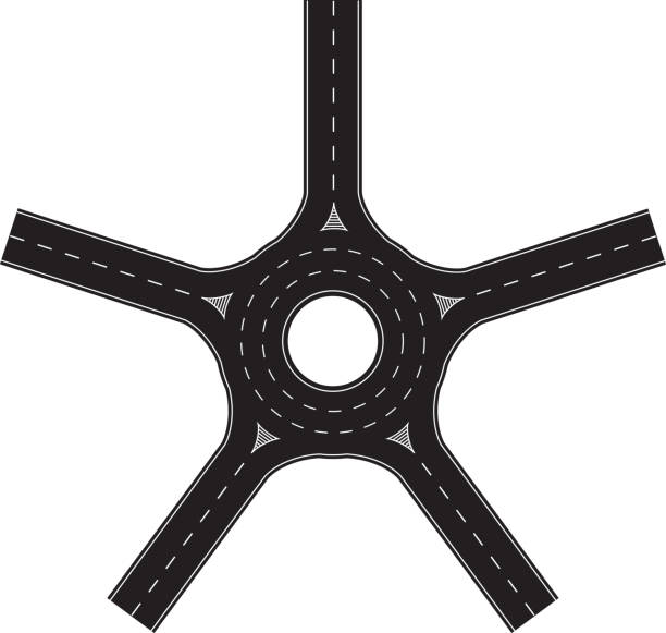 Five export traffic circle vector art illustration