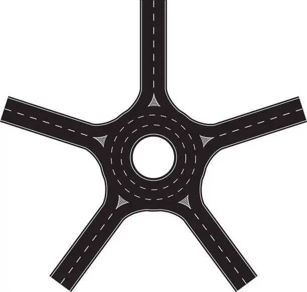 Vector illustration of Five export traffic circle