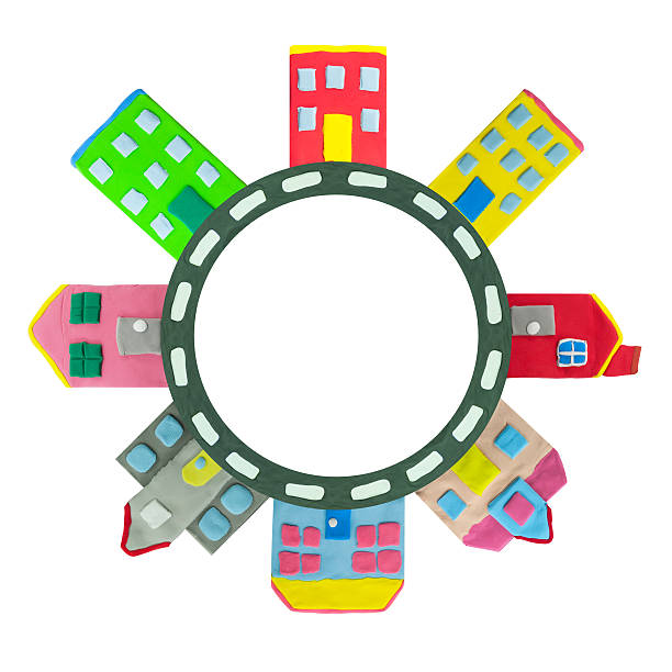 istock Town building and house on circle road made from plasticine 532484631