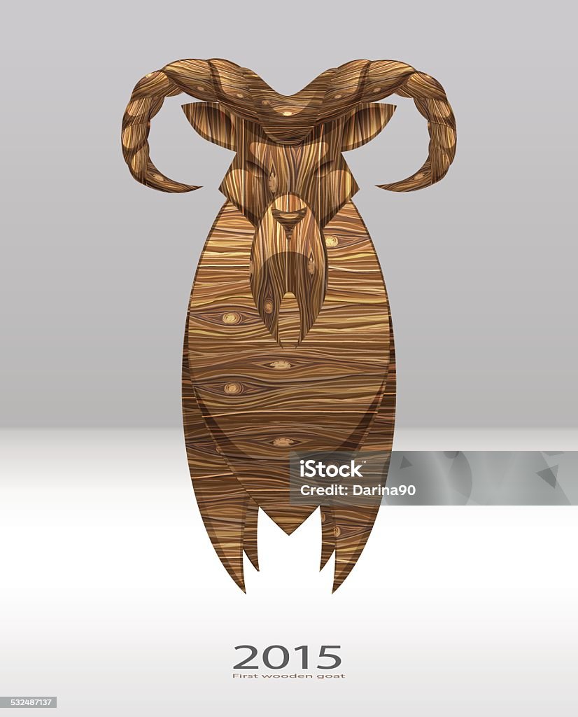 wooden goat year wooden goat 2015 stock vector