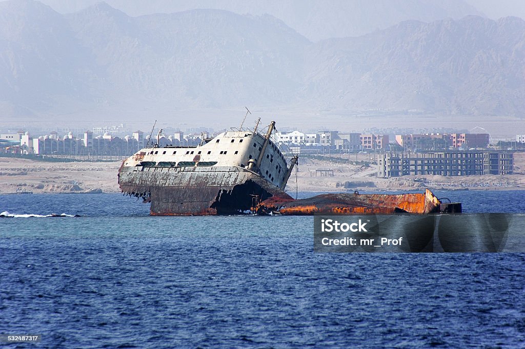 Abandoned and rusty shipwreck Abandoned and rusty shipwreck. Argentina Stock Photo