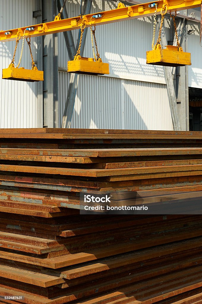 iron's industry some iron's sheets in an industrial warehouse,foundry Ferrous Sulfate Stock Photo