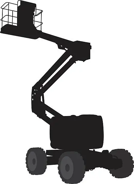 Vector illustration of Cherry Picker Machine Silhouette 2