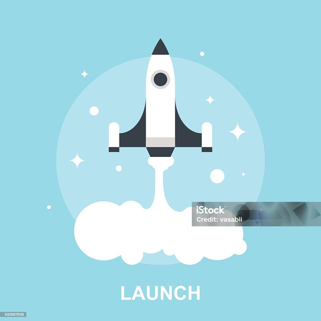 Launch Vector illustration of launch flat design concept. Rocketship stock vector