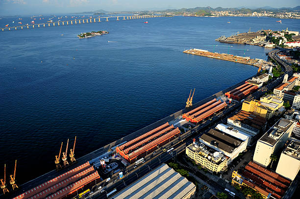 Aerial view of Port of Rio de Janeiro, Brazil stock photo