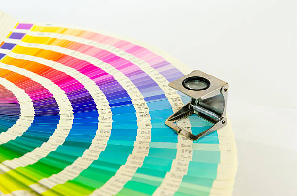 istock The magnifying glass standing on a color palette print 532517587