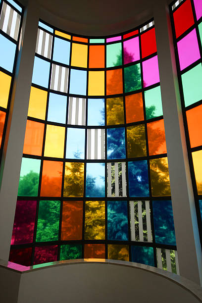 istock Glass window divided in colored squares 532519445