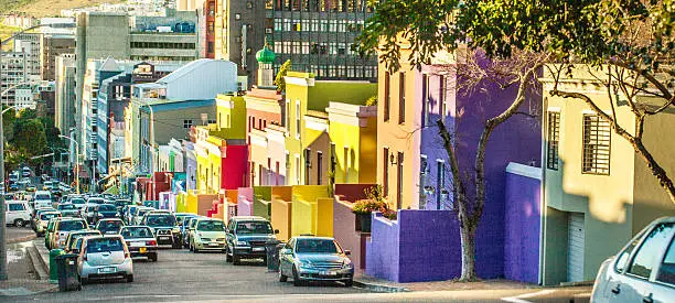 Shot of the colorful homes of the Bo Kaap, Cape Town