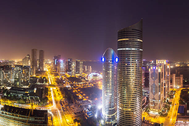 istock Urban cityscape, skyscraper at night 532521281