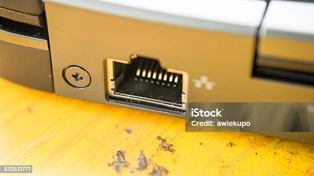 Computer Laptop Selective Focus On Network Or Lan Port Stock Photo - Download Image Now