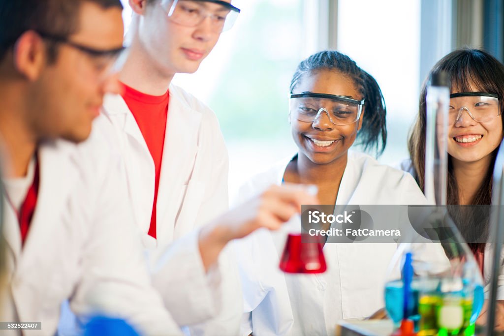 High school students High school students in a science classroom. 16-17 Years Stock Photo