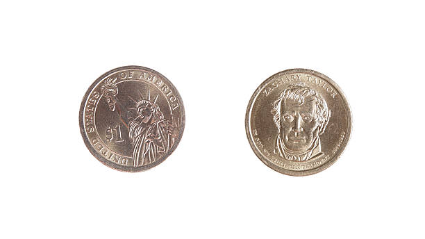 dollar one coin obverse revers isolated