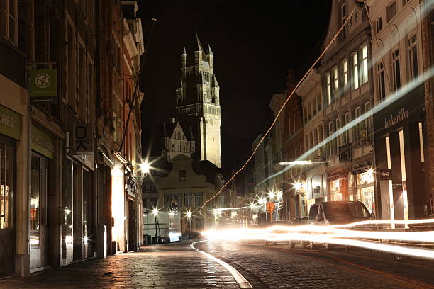 istock Street view of Bruges at night 532528677