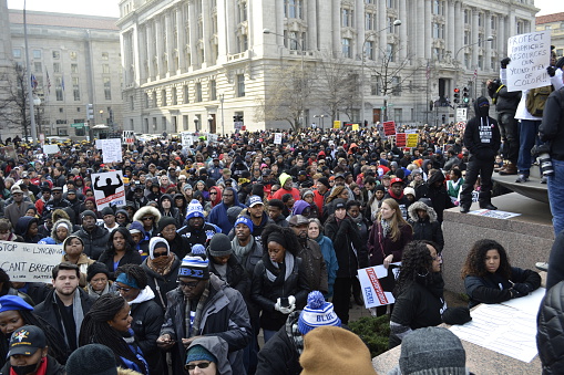 Washington, D.C., USA - December 13, 2014. Protesters march in Washington D.C. to protest the recent killings of unarmed black men by police.