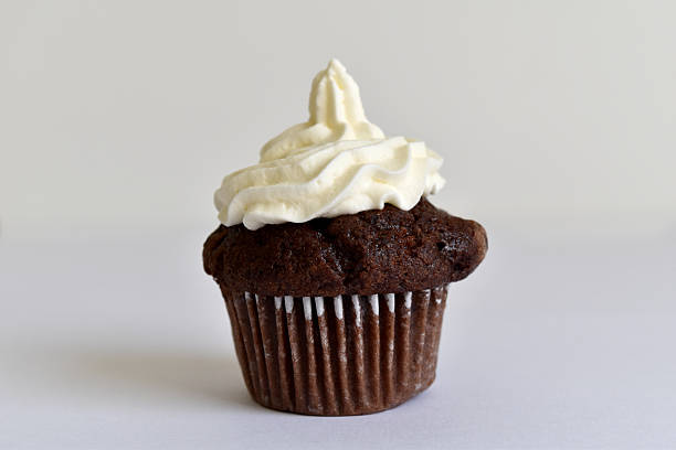 istock chocolate muffin topped with whipped cream 532546420