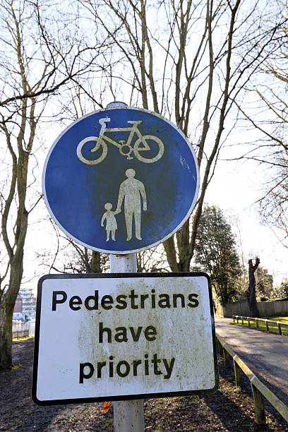 istock Sign pedestrians have priority over cyclists 532546783