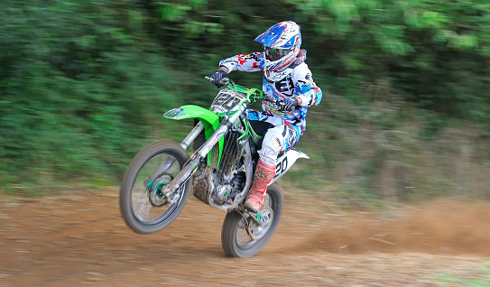 Sariego, Spain - August 18, 2014: Sariego motocross in August 18, 2014 in Sariego, Spain. Motorcycle Rider Cedric Soubeyras in the motorbike race.
