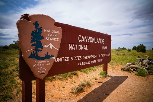 Moab, Utah, Utah - May 22, 2014: The entrance to Canyonlands National Park in Utah.