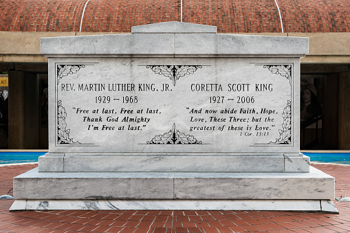 Atlanta, Georgia, USA - December 2, 2014: Martin Luther King, Jr. and Coretta Scott King Tomb at the Martin Luther King, Jr. National Historic Site