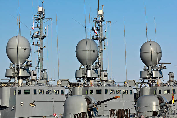 istock Radar masts in military ships 532548943