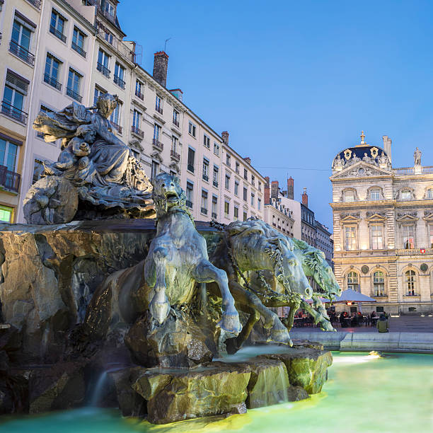 istock Bartholdi Fountain in Lyon by night 532549465