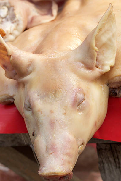 Pig's head in asia market