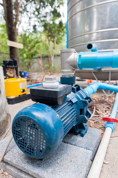 istock Water pump connecting with PVC pipe line 532558476