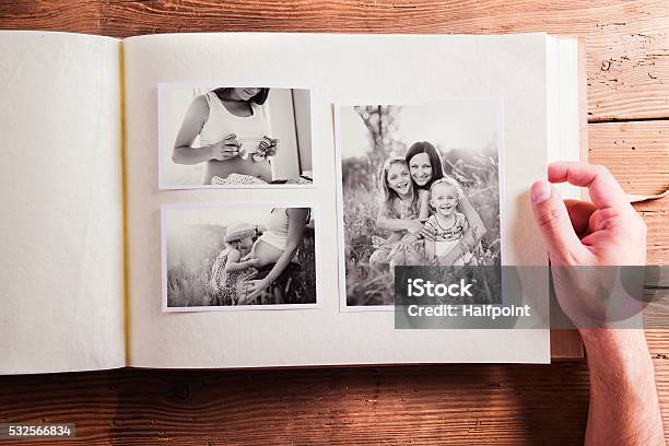 Mothers Day Composition Photo Album Blackandwhite Pictures Stock Photo - Download Image Now