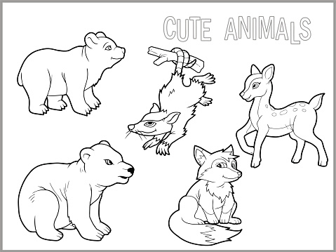 Free download of polar bear outline hand drawn animal wildlife set black  and white pack safari animals vector graphics and illustrations