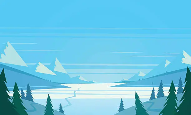 Vector illustration of Winter landscape. Vector illustration.