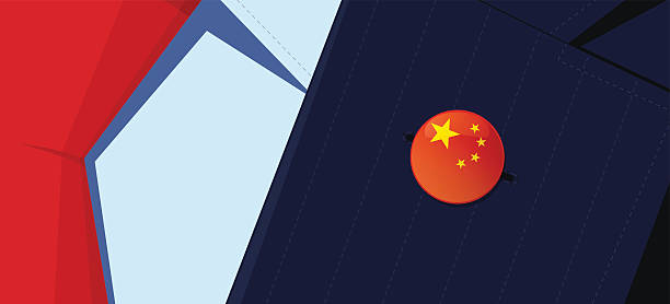 ilustrações de stock, clip art, desenhos animados e ícones de bandeira chinesa lapela pin. - lapel brooch badge suit