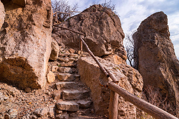 istock Hiking path through red rocks in Crimea 532572876
