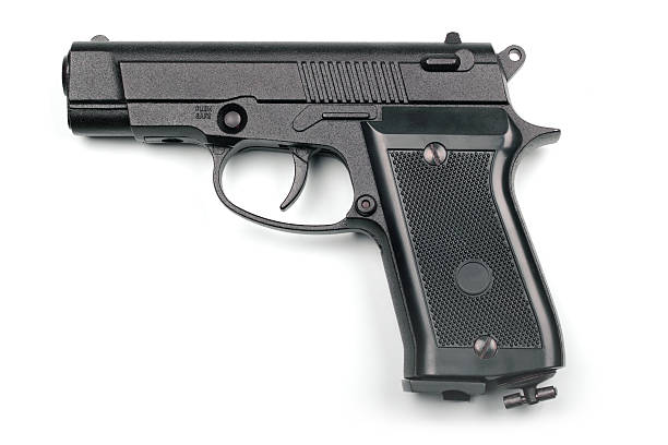 istock Pneumatic pistol isolated on white background 532573900