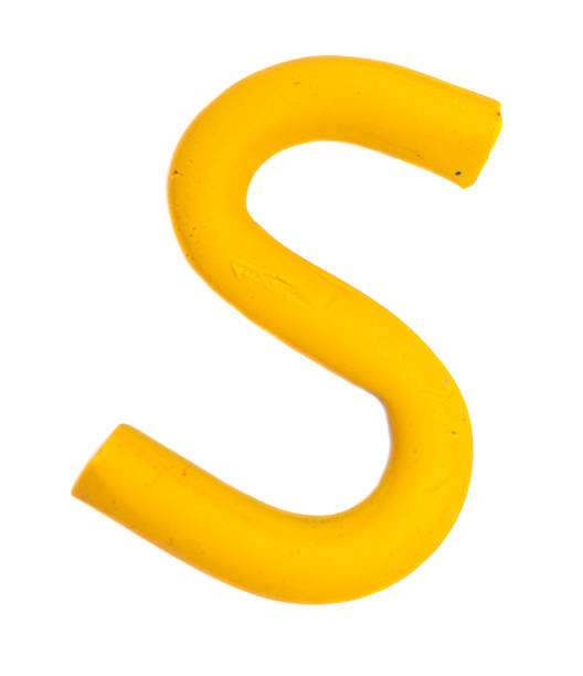 istock Colour plasticine letter isolated on white background - yellow S 532574399