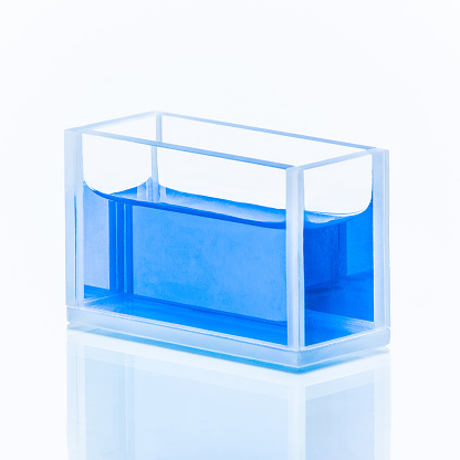 Cuvette with blue liquid