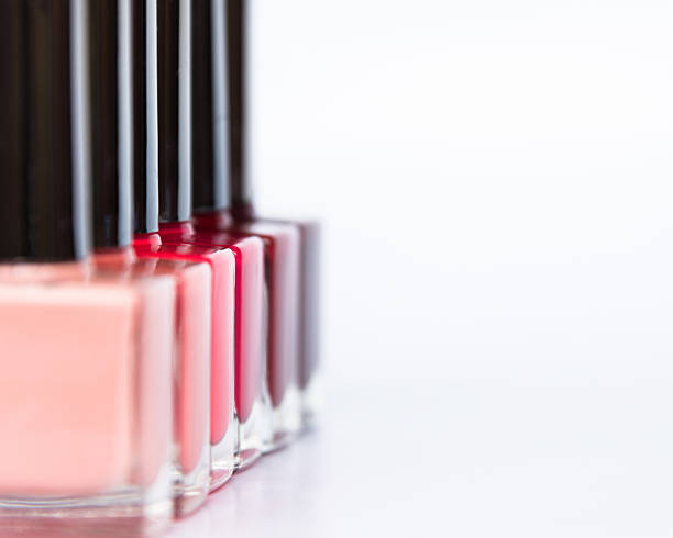 istock Palette of nail polish bottles on a white background 532574428