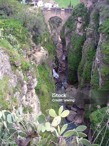 Dramatic Cliffs And Bridge In Ronda Spain Stock Photo - Download Image Now - 2015, Andalusia, Bridge - Built Structure